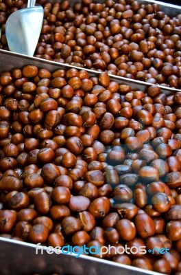 Chestnuts In Market Stock Photo