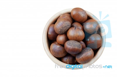 Chestnuts Roasted On White Background Stock Photo