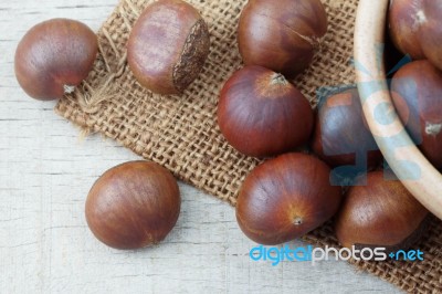 Chestnuts With Top View Stock Photo