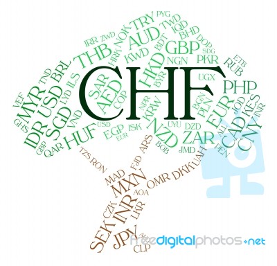 Chf Currency Indicates Swiss Franc And Coin Stock Image