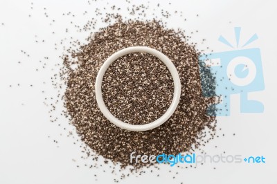 Chia Seeds On White Stock Photo