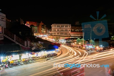 Chiang Mai Aug 19 , High Angle View Of Warorot Market At Night Stock Photo