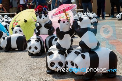 Chiang Mai, Thailand - March 19, 2016  : 1600 Pandas World Tour In Thailand By Wwf At Tha-pae Gate Stock Photo