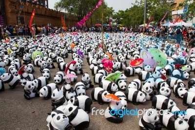 Chiang Mai, Thailand - March 19, 2016  : 1600 Pandas World Tour In Thailand By Wwf At Tha-pae Gate Stock Photo