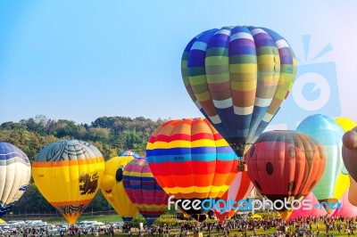 Chiang Rai, Thailand - February 16 : Colorful Balloon At Singha Park Chiang Rai Balloon Fiesta 2017 , Chiang Rai Province, Thailand Stock Photo