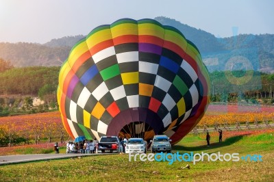 Chiang Rai, Thailand - February 16 : Colorful Balloon At Singha Park Chiang Rai Balloon Fiesta 2017 , Chiang Rai Province, Thailand Stock Photo