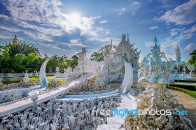 Chiang Rai, Thailand - Octuber 20 , 2016: Wat Rong Khun Temple (white Temple) In Chiang Rai, Thailand Stock Photo