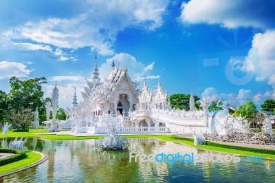 Chiang Rai, Thailand - Octuber 20 , 2016: Wat Rong Khun Temple (white Temple) In Chiang Rai, Thailand Stock Photo