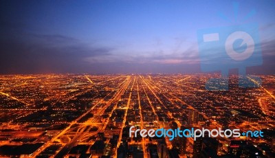 Chicago At Sunset Stock Photo