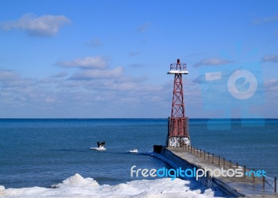 Chicago Lighthouse With Graffiti Stock Photo