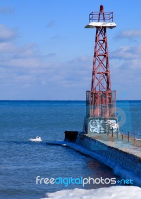 Chicago Lighthouse With Graffiti Stock Photo