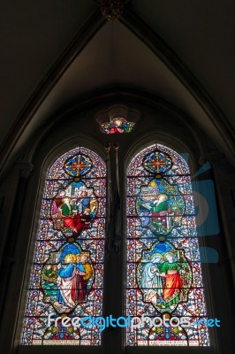 Chichester, West Sussex/uk - February 8 : Stained Glass Window C… Stock Photo