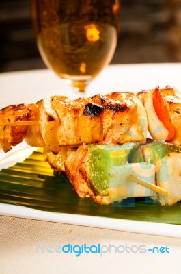 Chicken And Vegetables Skewers Stock Photo