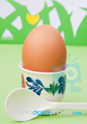 Chicken Egg In A Cup Stock Photo