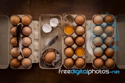 Chicken Eggs Flat Lay Still Life Rustic With Food Stylish Stock Photo