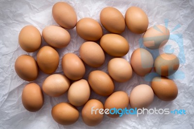 Chicken Eggs Flat Lay Still Life With Food Stylish Stock Photo