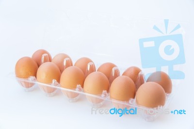 Chicken Eggs In A Plastic Pack Stock Photo