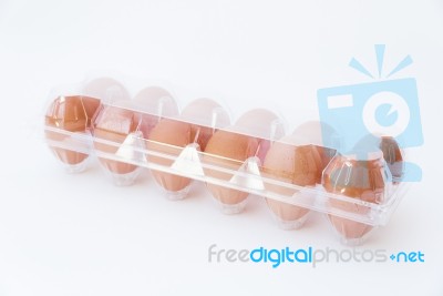 Chicken Eggs In A Plastic Pack Stock Photo