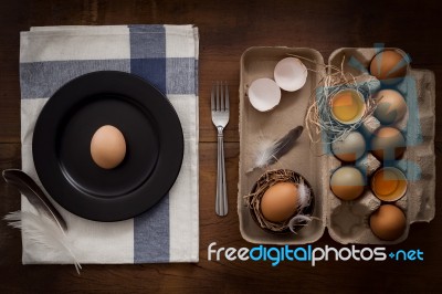 Chicken Eggs Still Life Rustic With Food Stylish Stock Photo