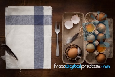 Chicken Eggs Still Life Rustic With Food Stylish Stock Photo