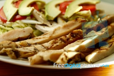 Chicken Fajitas On A White Plate Stock Photo