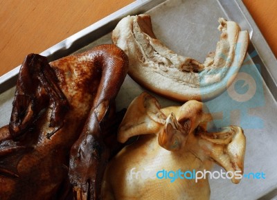 Chicken On The Tray Stock Photo