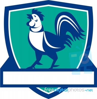 Chicken Rooster Crowing Shield Retro Stock Image