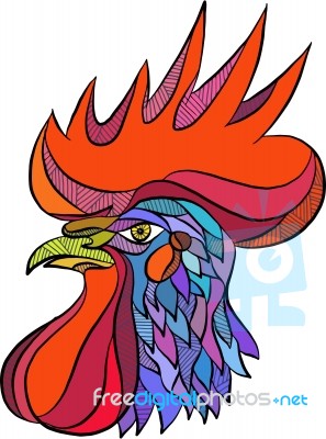 Chicken Rooster Head Side Drawing Stock Image