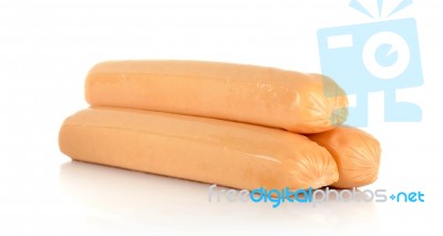 Chicken Sausage Isolated On The White Background Stock Photo