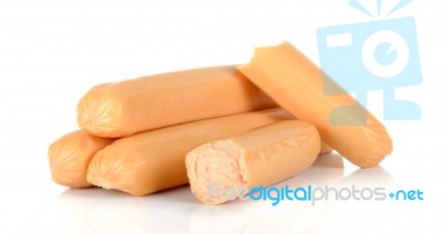 Chicken Sausage Isolated On The White Background Stock Photo