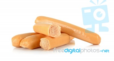 Chicken Sausage Isolated On The White Background Stock Photo