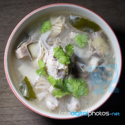 Chicken Soup With Banana Blossom, Thai Traditional Food Stock Photo