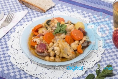 Chickpea With Chicken Meal Stock Photo