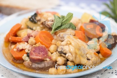 Chickpea With Chicken Meal Stock Photo