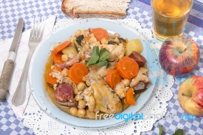 Chickpea With Chicken Meal Stock Photo