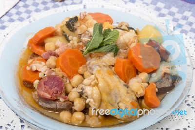 Chickpea With Chicken Meal Stock Photo