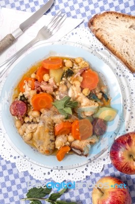 Chickpea With Chicken Meal Stock Photo