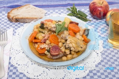 Chickpea With Chicken Meal Stock Photo