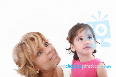 Child And Young Woman Stock Photo