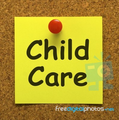 Child Care Note With Pushpin Stock Photo