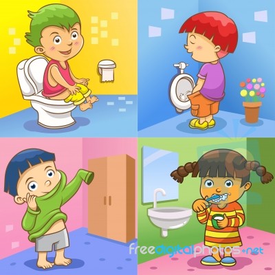 Child Daily Activities Stock Image