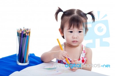 Child Imagine To Draw Picture Stock Photo