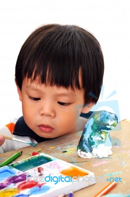 Child Painting Stock Photo