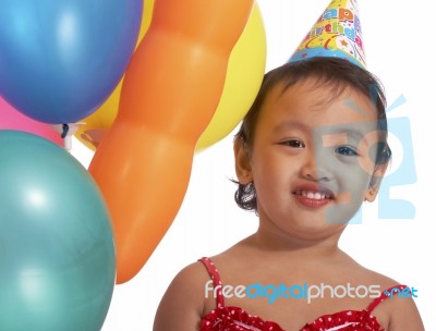 Child With Birthday Hat Stock Photo