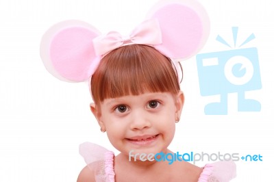 Child With Bunny Ears Stock Photo