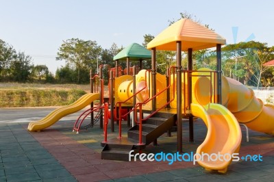 Children Playground In Park Stock Photo