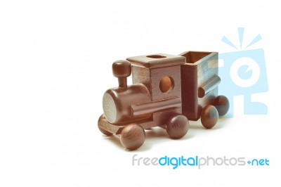 Children Toy Train Made Of Wood Stock Photo