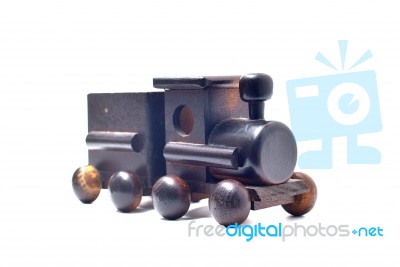 Children Toy Train Made Of Wood Stock Photo