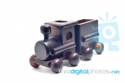 Children Toy Train Made Of Wood Stock Photo