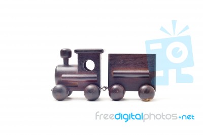 Children Toy Train Made Of Wood Stock Photo